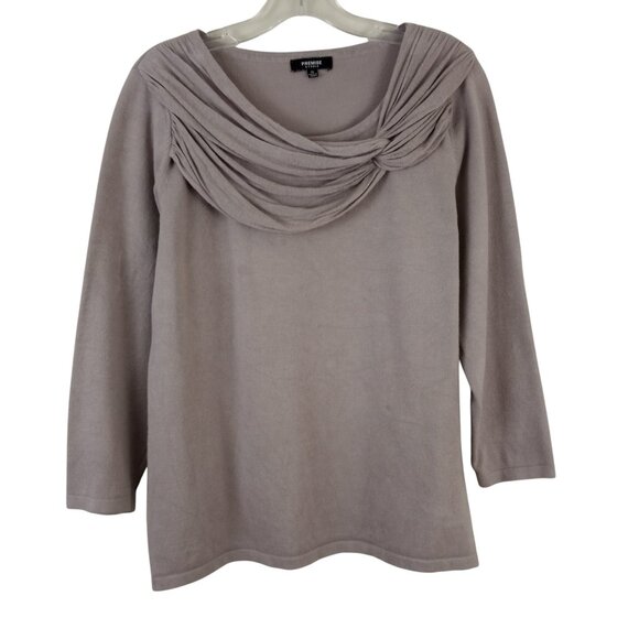 Premise Studio Drape Neck Long Sleeve Dusky Lilac Purple Knit Top Sweater - Picture 1 of 5